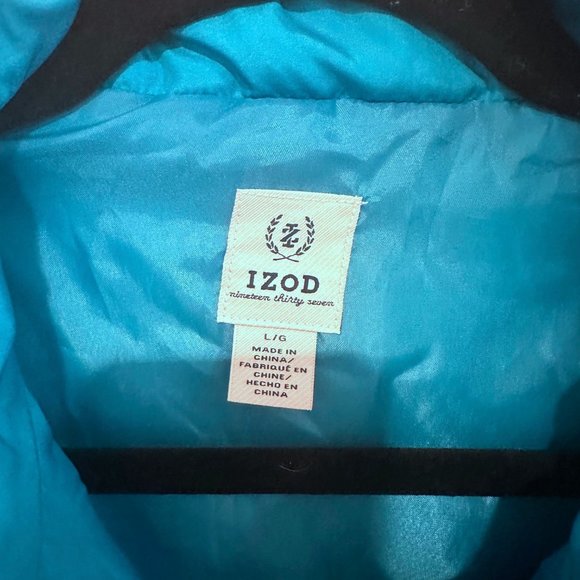 NWOT, Izod, Sky Blue Turquoise Quilt Pattern Zip-Up Vest Jacket, Size Large - Picture 8 of 8